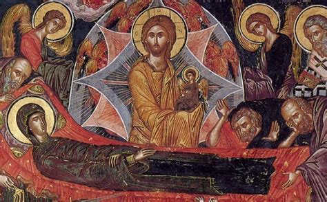  The Dormition of the Mother of God - An Iconographic Symphony in Gold and Azure